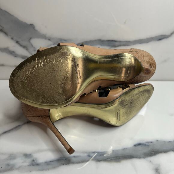 Sam Edelman | Women's Tan Leather Spikes Open Toe Allison Bootie Heels Sz 6.5 - Picture 7 of 7